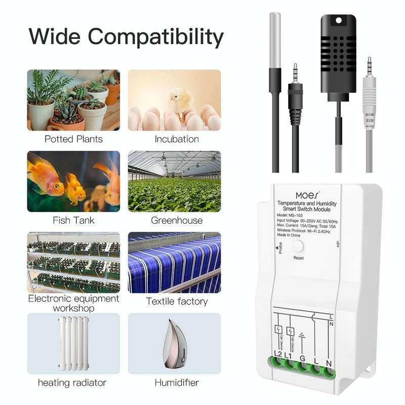 Temperature and Humidity Probe Tuya Dual-way Temperature and Humidity Switch Timer Smart Switch