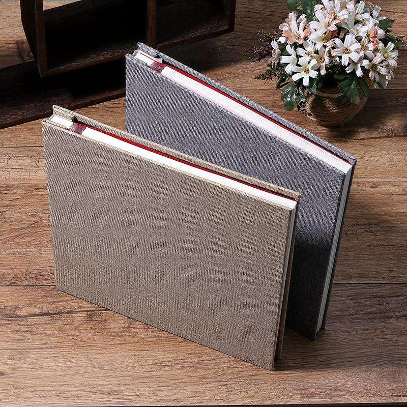 Simple Linen Self-adhesive Film Album Retro Family Large Capacity Handmade Creative Gifts(Gray Wh...