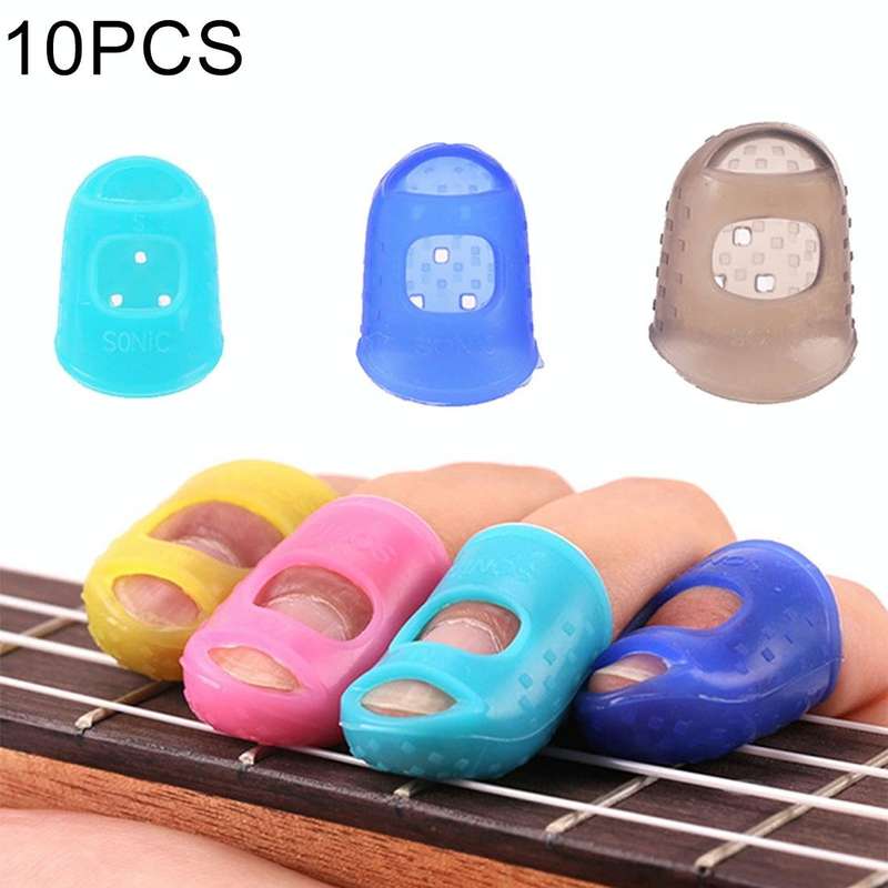 10 PCS Guitar Ukulele Stringed Instrument Finger Protector Anti-pain Finger Cap in Random Color D...
