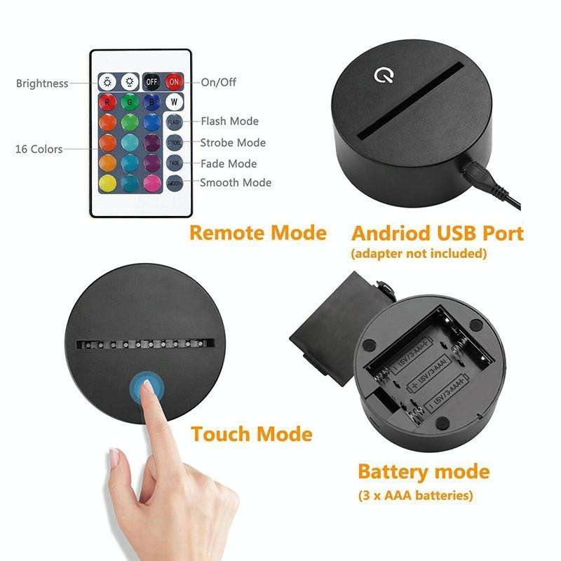Black Base Creative 3D LED Decorative Night Light,16 Color Remote Control, Pattern:Bull Terrier