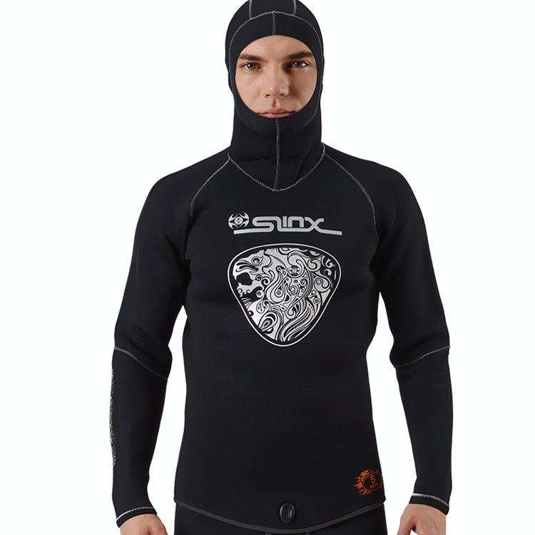 SLINX Thickened Long-sleeved Split Wetsuit With Headgear, Size: L(Jacket)