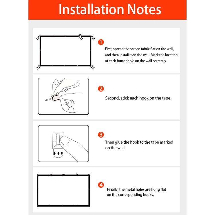 Simple Folding High Density Polyester Projector Film Curtain, Size:120 inch (16:9) Projection Are...