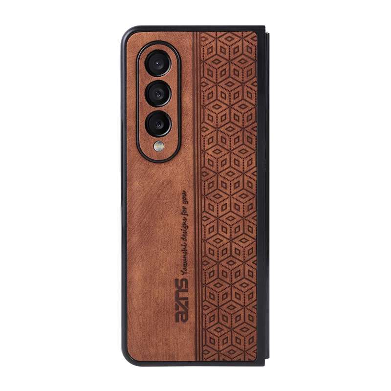For Samsung Galaxy Z Fold3 5G AZNS 3D Embossed Skin Feel Phone Case(Brown)