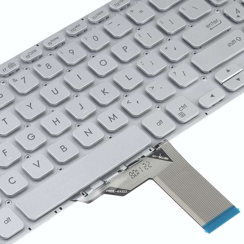 For Asus Vivobook X512 X512D X512DA X512F X512FA X512U US Version Keyboard with Backlight (Silver)
