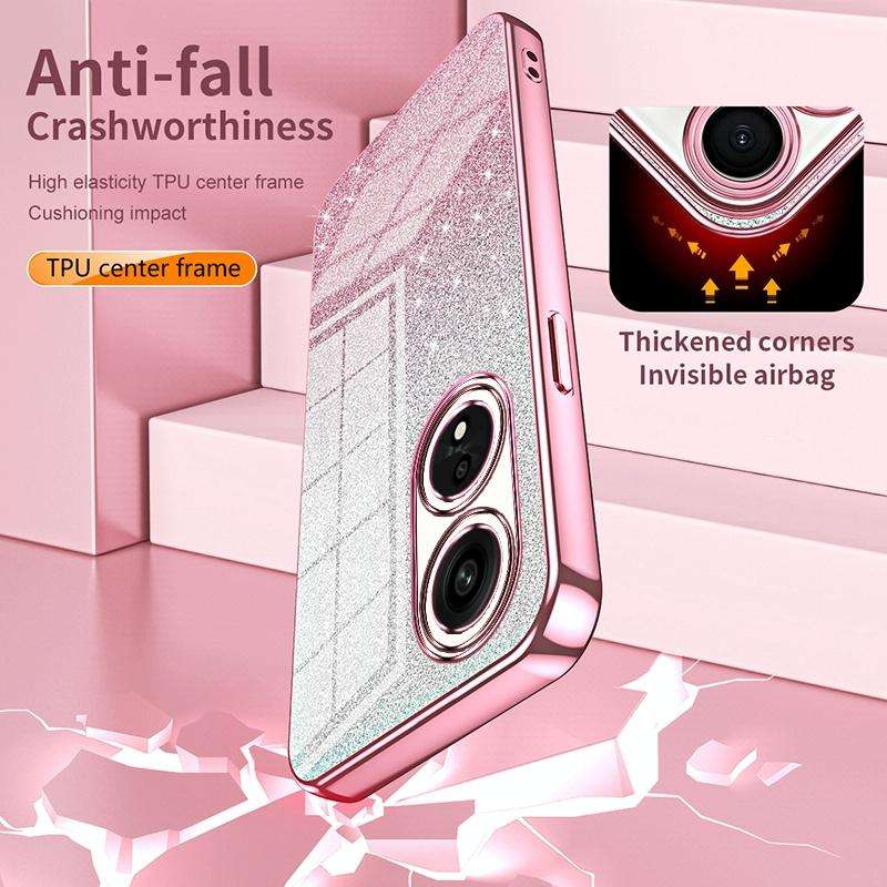 For OPPO A16 / A16s / A54s Gradient Glitter Powder Electroplated Phone Case(Pink)
