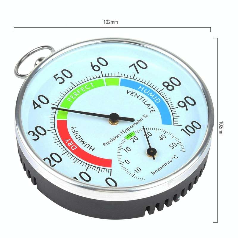 Mini Round Clock-shaped Indoor Outdoor Hygrometer Humidity Thermometer Temperature Meter with Han...