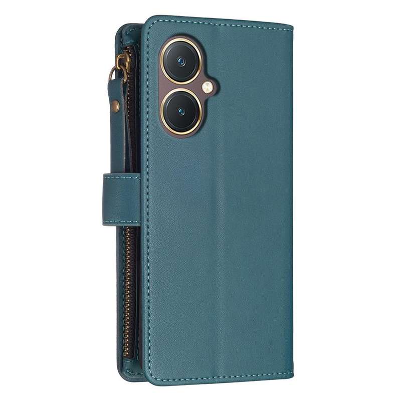 For vivo Y27 4G 9 Card Slots Zipper Wallet Leather Flip Phone Case(Green)