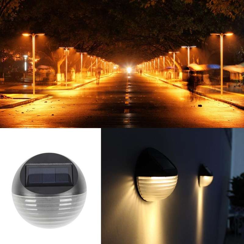 2 PCS Solar Power Light Sensor 6 Energy Saving Lamp LED Wall Light Outdoor Garden Fence Waterproo...