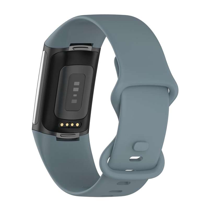 For Fitbit Charge 5 Silicone Watch Band, Size:L(Steel Blue)