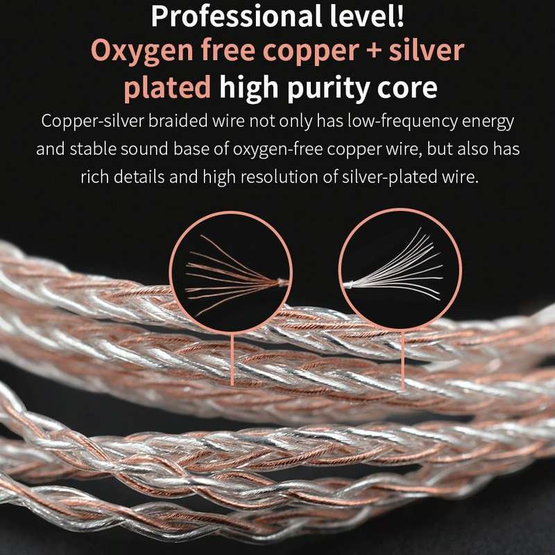KZ B Copper-silver Mixed Plated Upgrade Cable for KZ ZST / ZS10 / ES4 / AS10 / BA10 Earphones