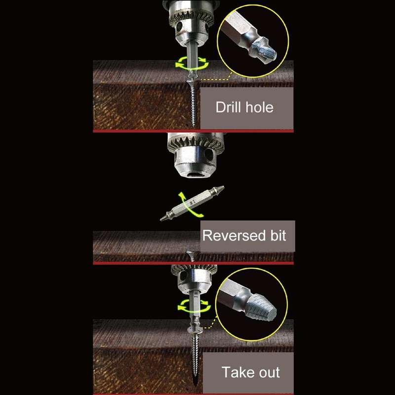 4 in 1 Screw Extractor Drill Bits Tool Broken Bolt Remover(1#, 2#, 3#, 4#), with Plastic Case