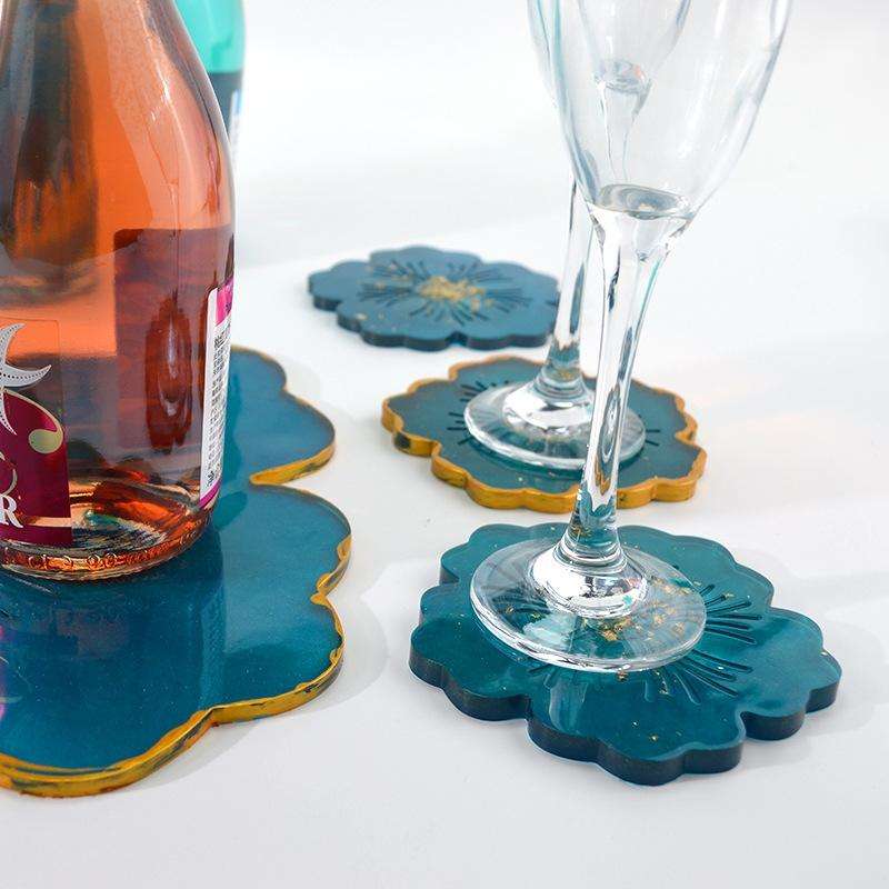 Silicone Flower Cup Pad Mold Set Crystal DIY Mirror Petal Fruit Plate Drop Mold, Specification: B...