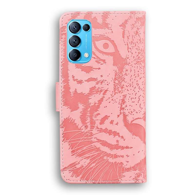 For OPPO Reno 5 4G / Reno 5 5G Tiger Embossing Pattern Horizontal Flip Leather Case with Holder &...