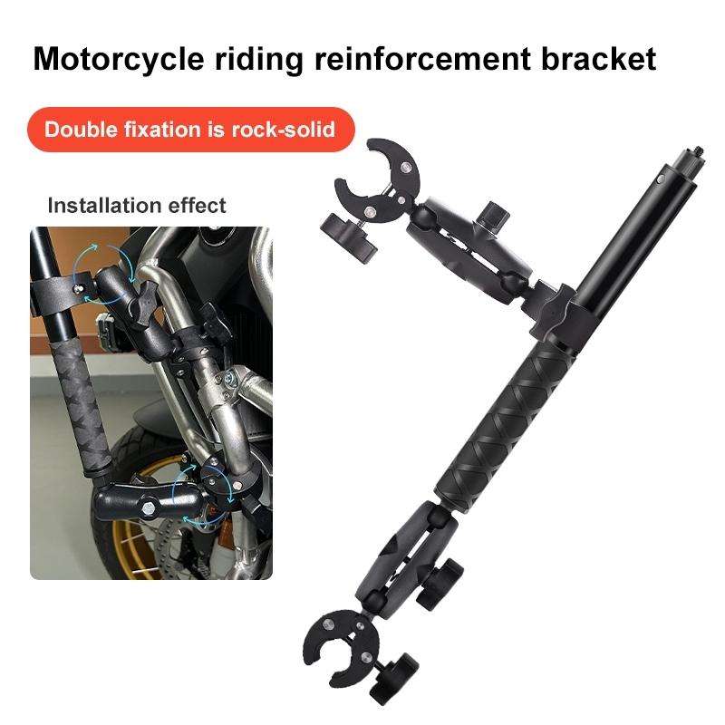 Dual-heads Crab & Single Heads Motorcycle Clamps Handlebar Fixed Mount 3-stage Telescopic Selfie ...
