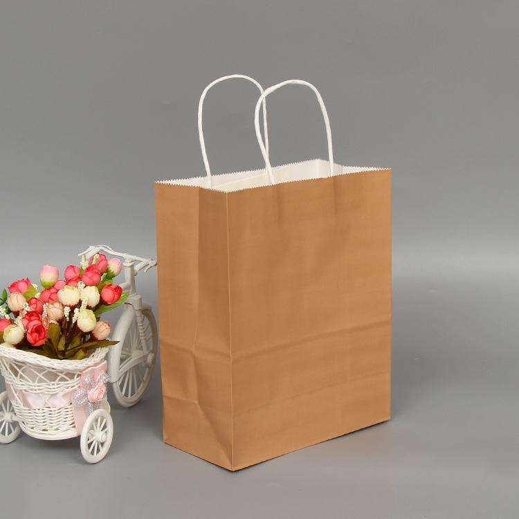 10 PCS Elegant Kraft Paper Bag With Handles for Wedding/Birthday Party/Jewelry/Clothes, Size:12x1...