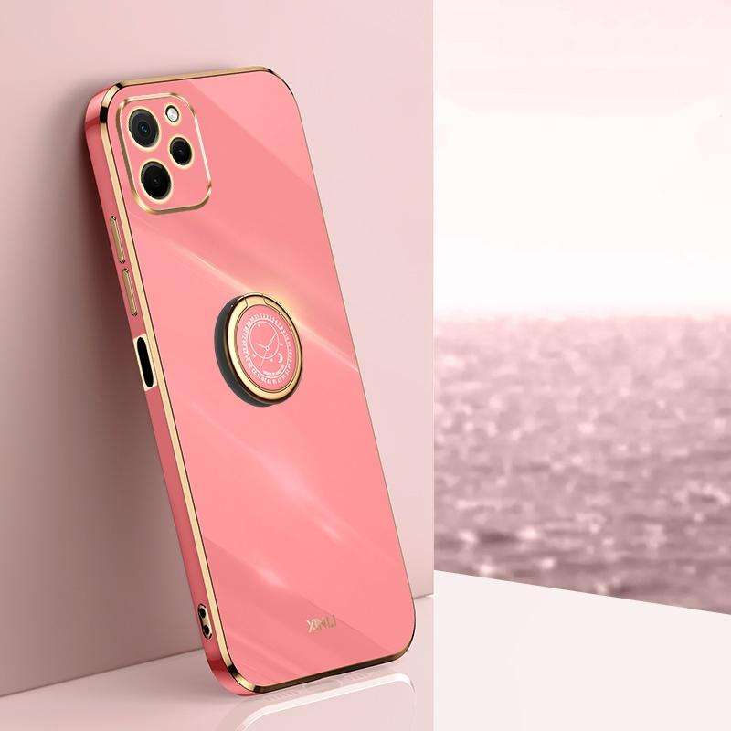 For Huawei nova Y61 XINLI Straight Edge 6D Electroplate TPU Phone Case with Ring Holder(Hawthorn ...