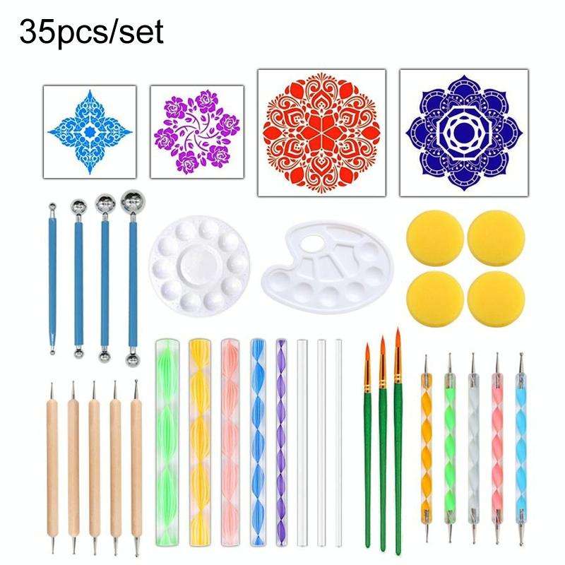 35pcs/set Dot Painting Mandala Pottery Decoration DIY Spiral Wand Tool Set