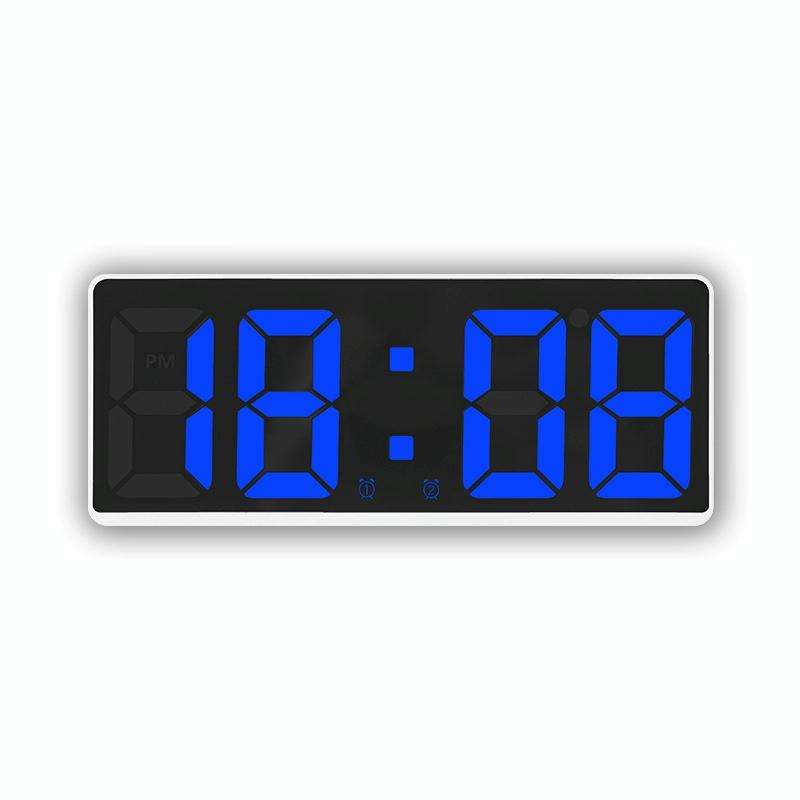 LED Bedside Alarm Clock Battery Plug-In Dual-Purpose Clock(Blue)