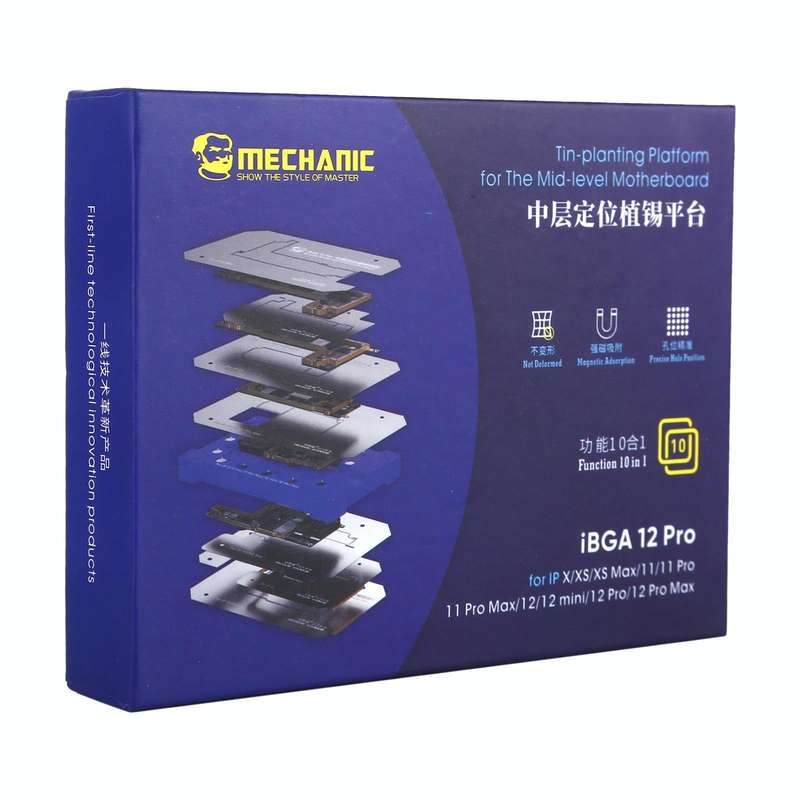 Mechanic iBGA 12 Pro 10 in 1 BGA Reballing Stencil Platform for iPhone X~12 Pro Max