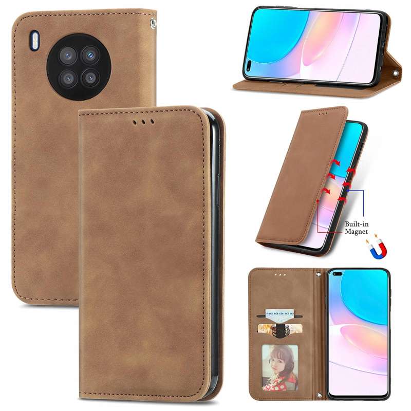 For Huawei nova 8i Retro Skin Feel Magnetic Horizontal Flip Leather Case with Holder & Card Slots...