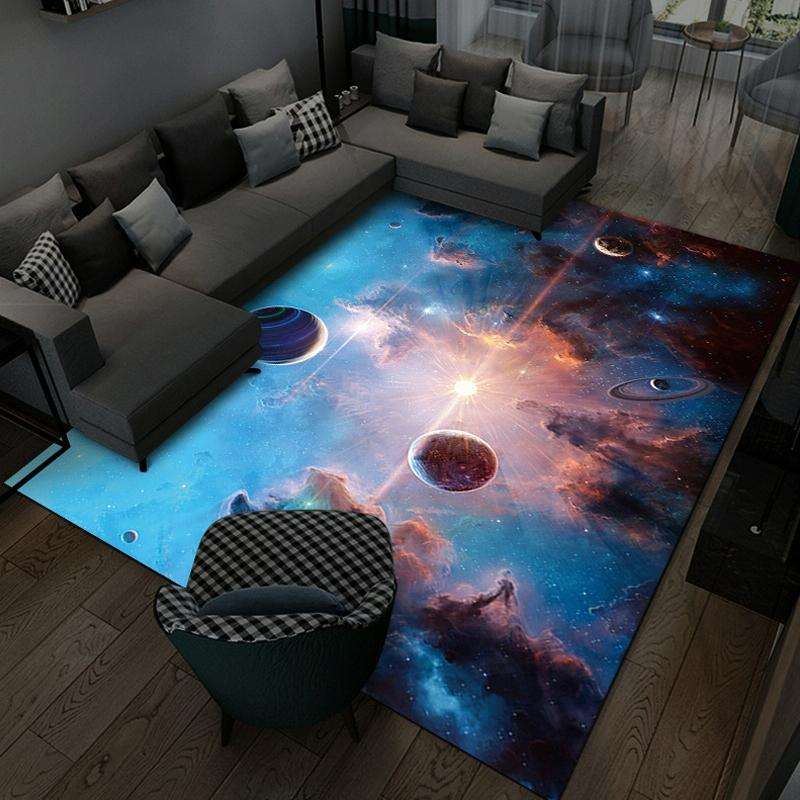 3D Visual Cartoon Cosmic Planet Living Room Carpet, Size: 60x90cm(Cosmic Planet 1)
