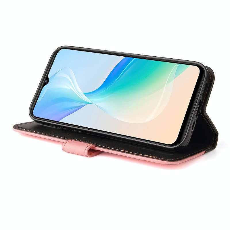 For vivo Y76 5G/Y76S Stitching-Color Horizontal Flip Leather Case(Pink)