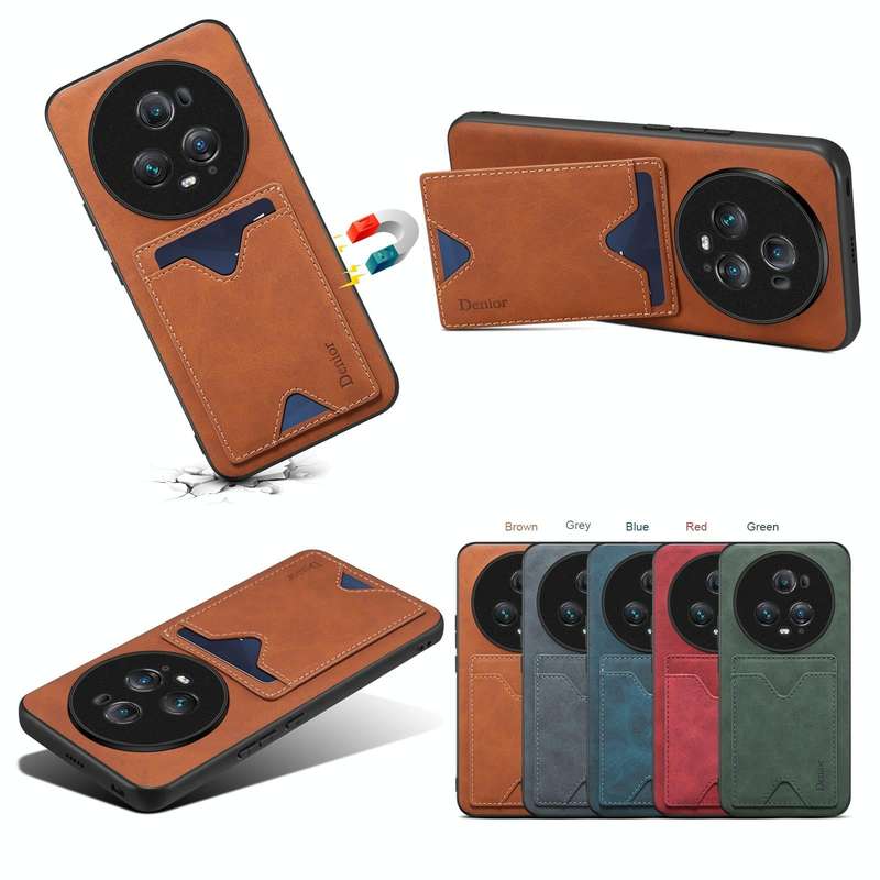 For Honor 90 Denior PU Back Cover Card Slot Holder Phone Case(Brown)