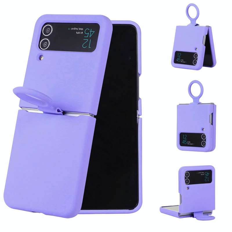 For Samsung Galaxy Flip 4 Silicone Integrated Ring Buckle Phone Case(Purple)