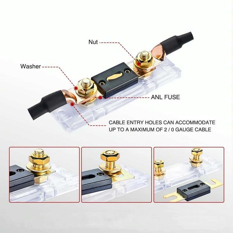 2 in 1 ANL Car Fuse Holder Electrical Protection Insulating Cover, Current:400A