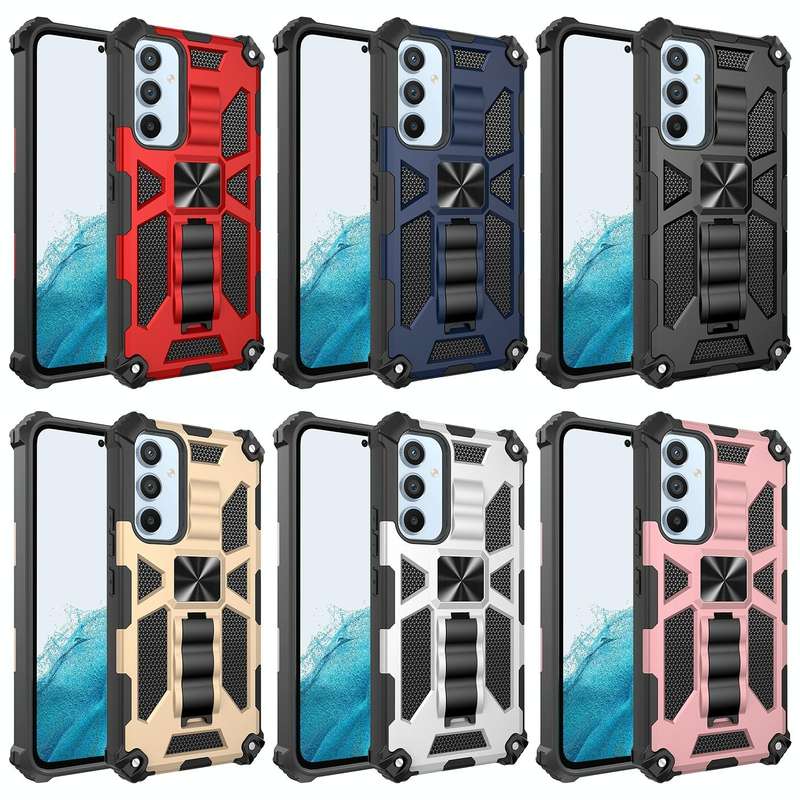 For Samsung Galaxy A54 5G Armor Shockproof TPU + PC Magnetic Protective Phone Case with Holder(Bl...