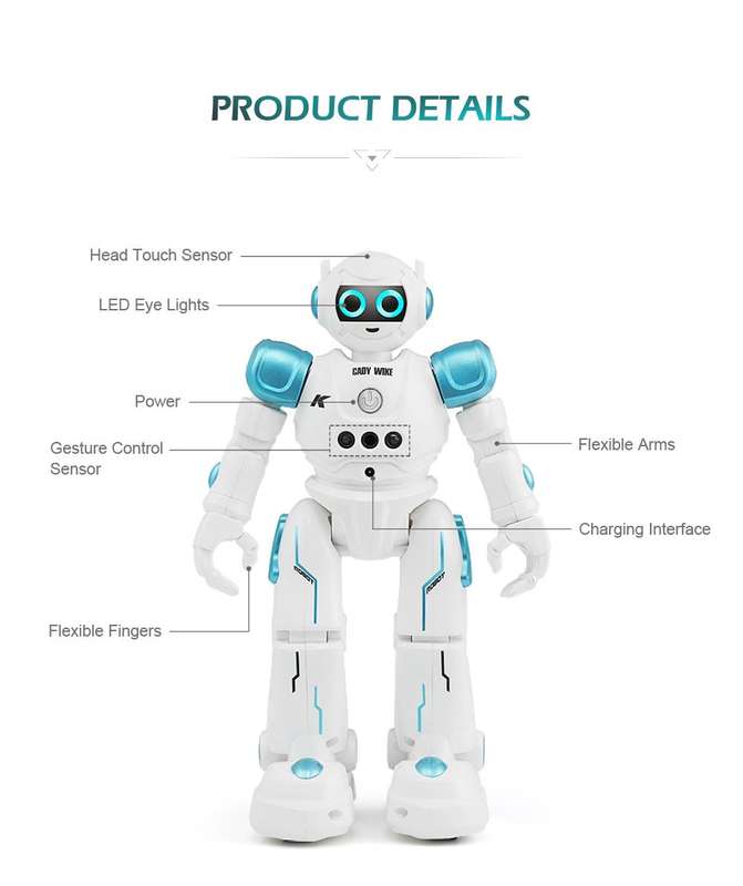 JJR/C R11 CADY WIKE Smart Touch Control Robot with LED Light, Support Waling / Sliding Mode (Blue)