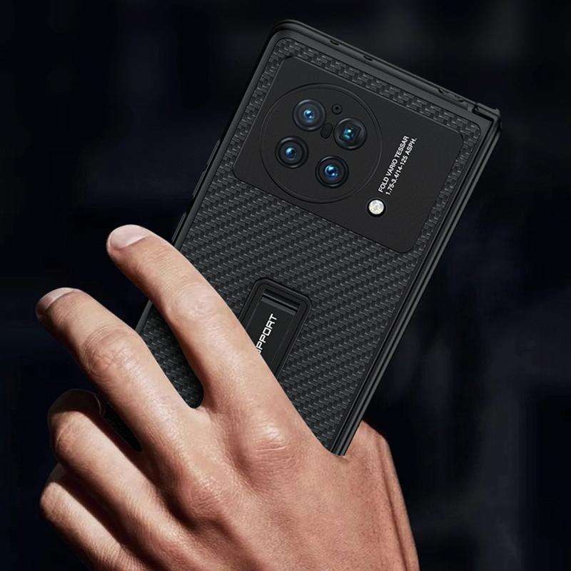 For vivo X Fold GKK Magnetic Hinge Flip Leather Phone Case with Holder(Black)