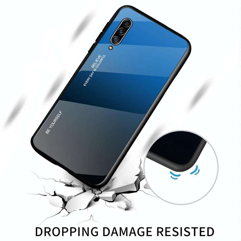 For Galaxy A90 5G Gradient Color Glass Case(Yellow)