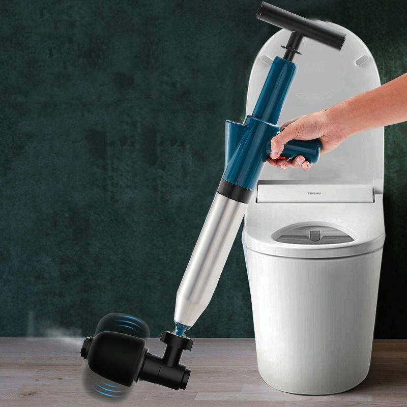 Toilet Pipe Dredger Toilet Sewer Floor Drain Clogged Household High Pressure Pneumatic Tool(Gray)