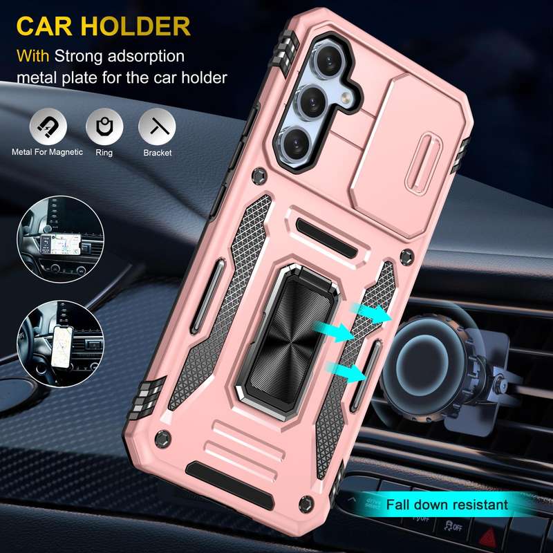 For Samsung Galaxy S23 FE 5G Armor PC + TPU Camera Shield Phone Case(Rose Gold)