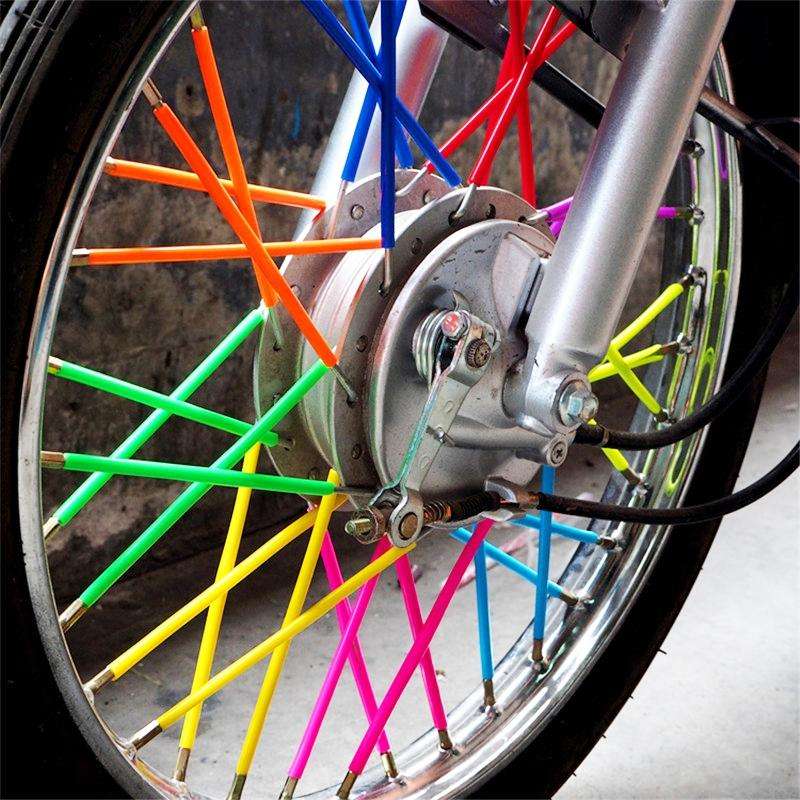 72 PCS 24cm Colorful Wheel Modified Spoke Skin Cover Wrap Kit for Pipe Motorcycle / Motocross / Bike