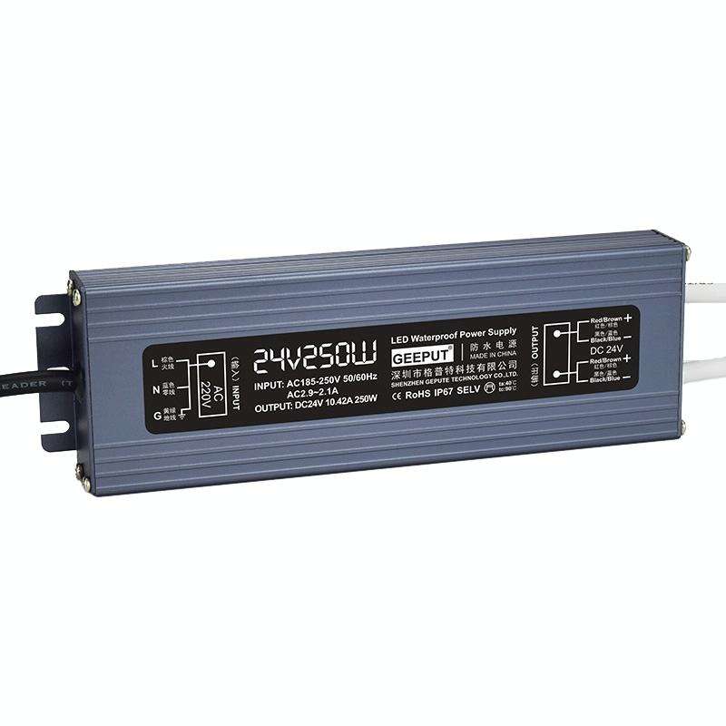 GEEPUT 220V To 24V LED Waterproof Power Supply Switch Transformer, Model: 10.42A 250W