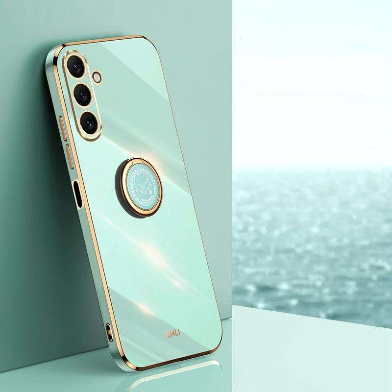 For Samsung Galaxy A24 4G XINLI Straight Edge 6D Electroplate TPU Phone Case with Ring Holder(Min...