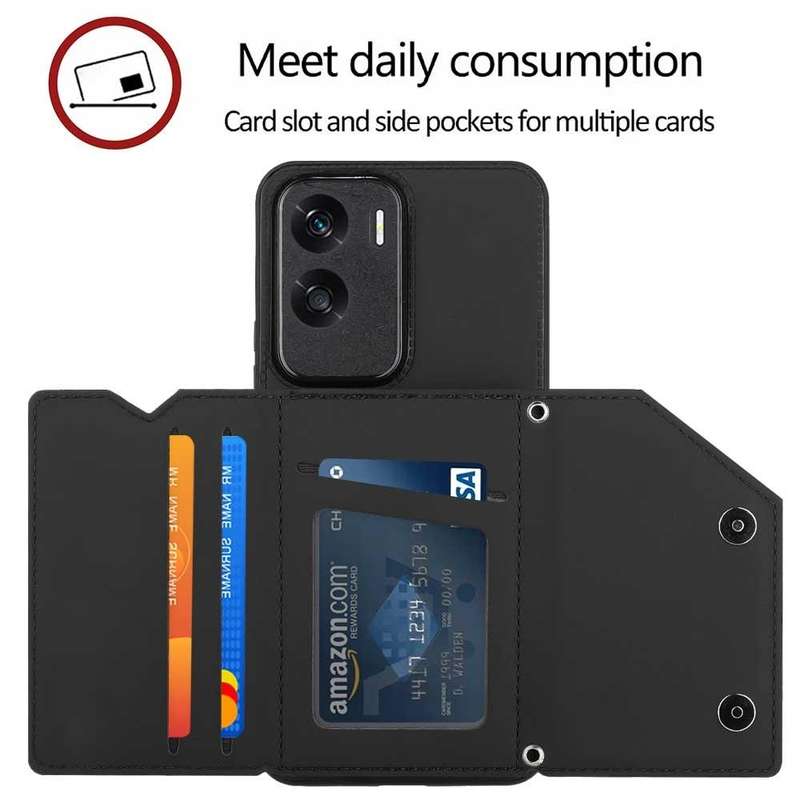 For Honor 90 Lite/X50i Skin Feel PU + TPU + PC Card Slots Phone Case(Black)