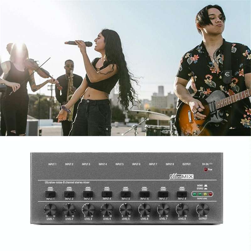 8 Way Mixer With Single Channel Stereo Switching Mini Signal Hybrid Small Audio