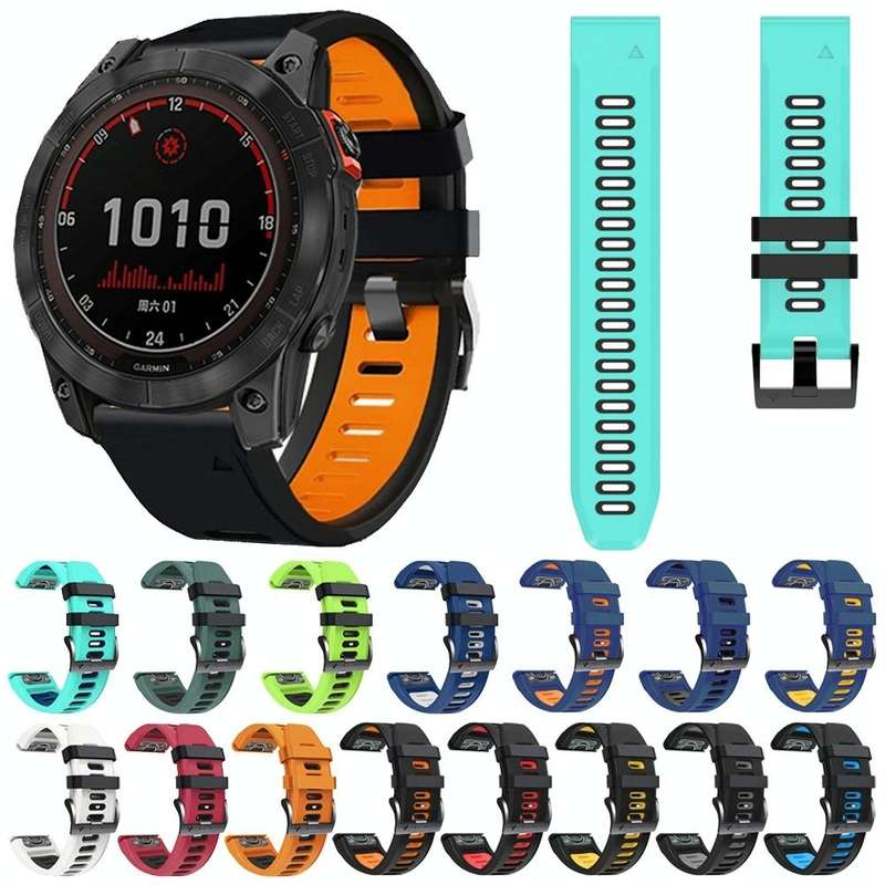 For Garmin EPIX Gen2 22mm Silicone Sports Two-Color Watch Band(Orange+Black)