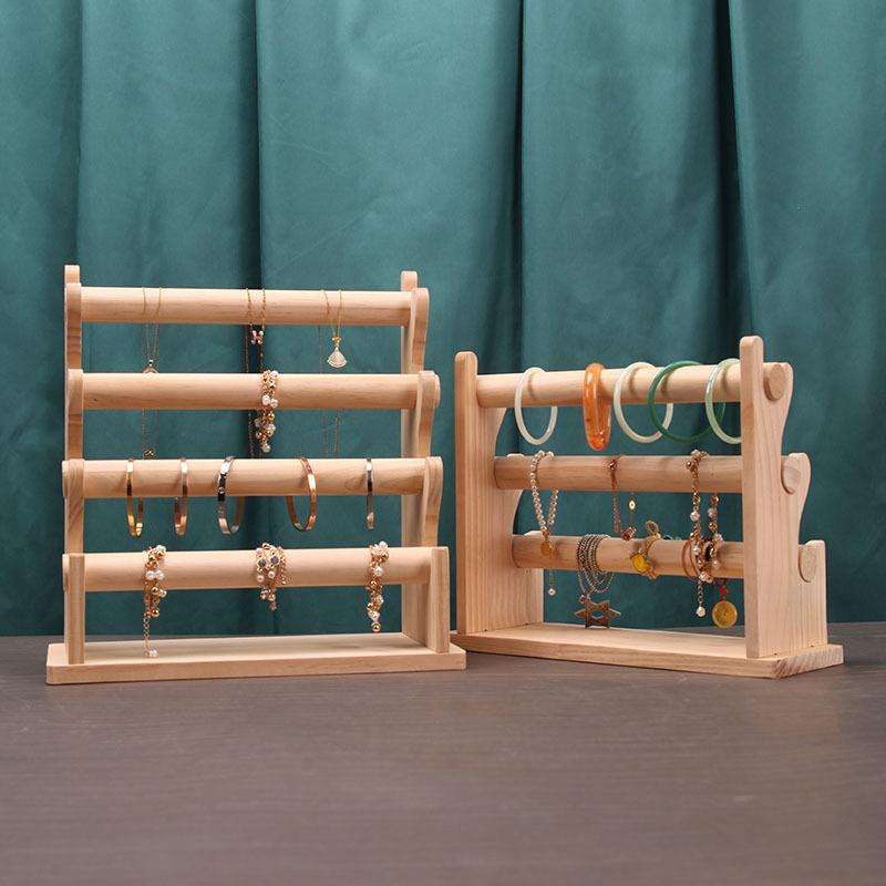 Solid Wood Detachable Jewelry Display Stand Watch Bangle Bracelet Storage Display Rack, Style: Th...