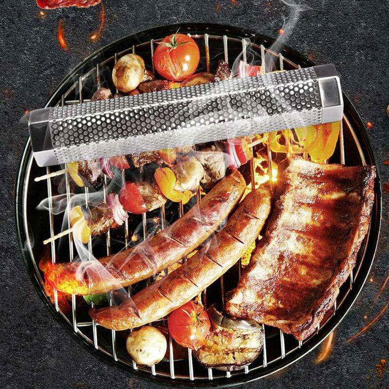 12 Inch Stainless Steel 304 Smoked Tube BBQ Box Outdoor Cold Smoke Box,Style: Only Tube