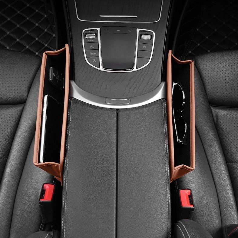 Car Seat Sewing Box Central Control Slot Storage Bag(Brown)