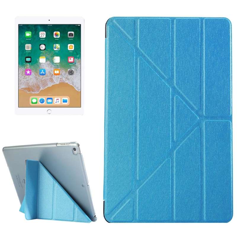 For iPad 9.7 (2018) & iPad 9.7 (2017) & iPad Air Silk Texture Horizontal Deformation Flip Leather...