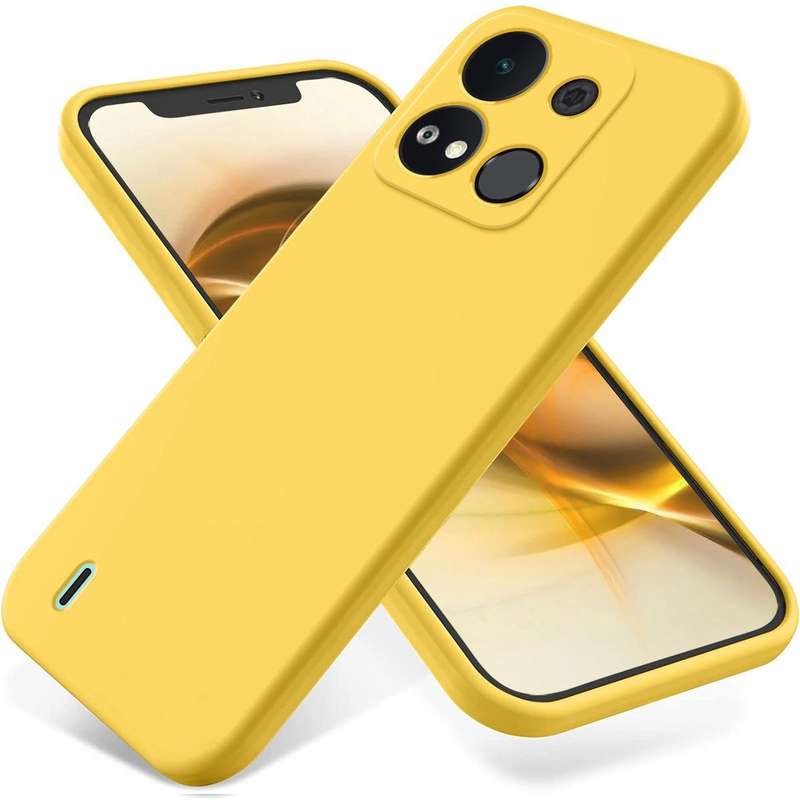 For itel A04 Pure Color Liquid Silicone Shockproof Phone Case(Yellow)