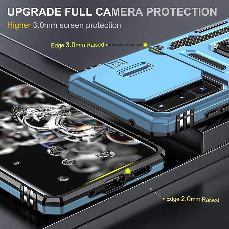 For Samsung Galaxy S20 Ultra Armor PC + TPU Camera Shield Phone Case(Light Blue)