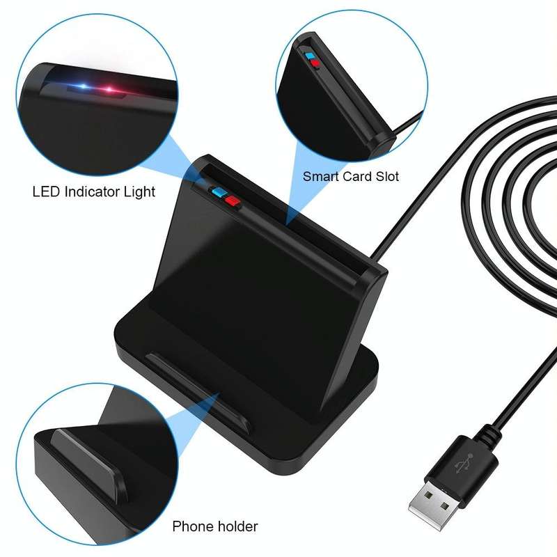 Rocketek SCR816 USB2.0 CAC / SIM / IC / ATM Smart Card Reader (Black)