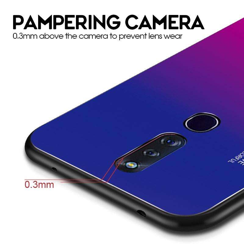 For OPPO F11 Pro Gradient Color Glass Case(Red Blue)