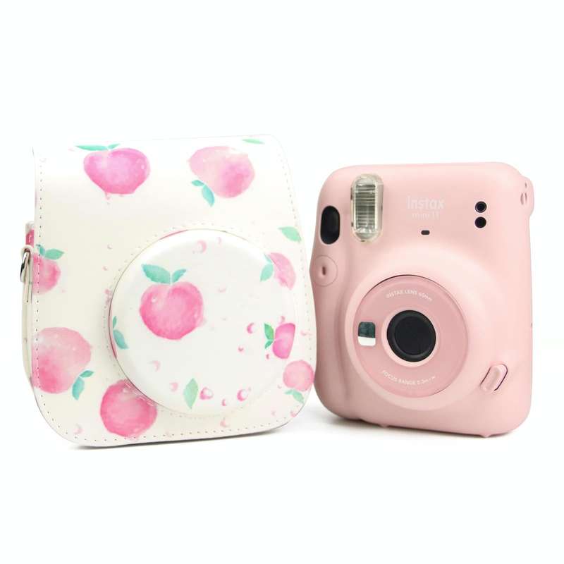 Painted Series Camera Bag with Shoulder Strap for Fujifilm Instax mini 11(Peach)